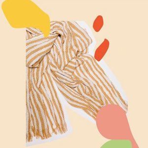 Scarf/Shawl - Burnt Orange + White Stripe
